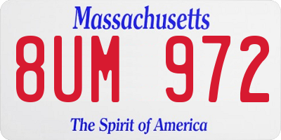 MA license plate 8UM972