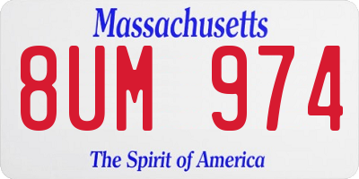 MA license plate 8UM974