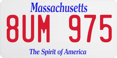 MA license plate 8UM975