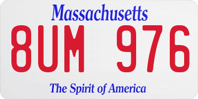 MA license plate 8UM976
