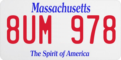 MA license plate 8UM978