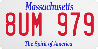 MA license plate 8UM979