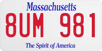 MA license plate 8UM981