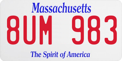 MA license plate 8UM983