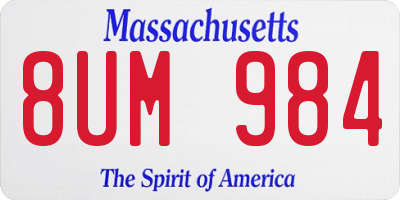 MA license plate 8UM984