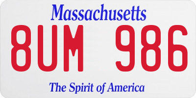 MA license plate 8UM986