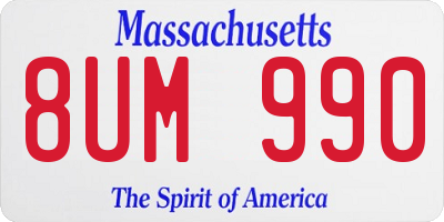 MA license plate 8UM990