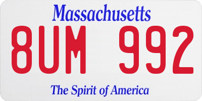 MA license plate 8UM992