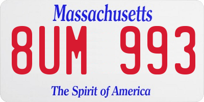 MA license plate 8UM993
