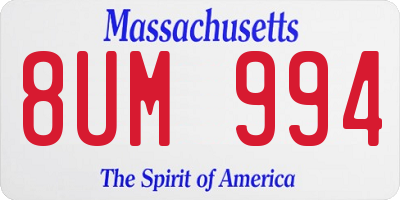 MA license plate 8UM994