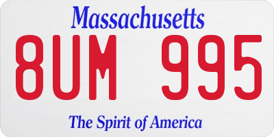 MA license plate 8UM995