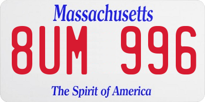 MA license plate 8UM996