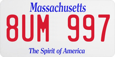 MA license plate 8UM997