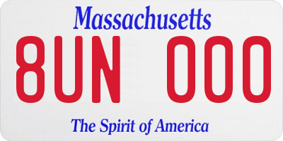 MA license plate 8UN000