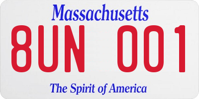 MA license plate 8UN001