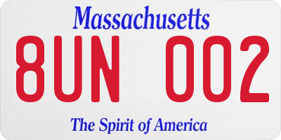 MA license plate 8UN002
