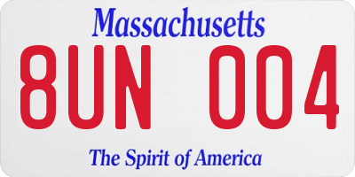 MA license plate 8UN004