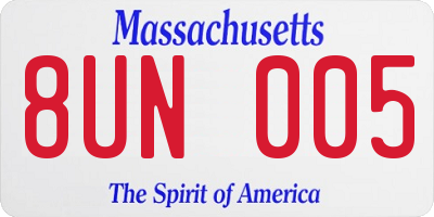 MA license plate 8UN005