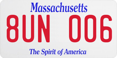 MA license plate 8UN006