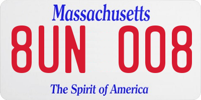 MA license plate 8UN008
