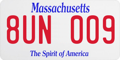 MA license plate 8UN009