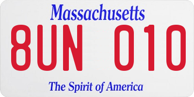 MA license plate 8UN010