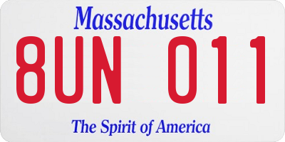 MA license plate 8UN011