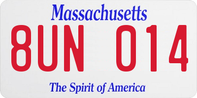 MA license plate 8UN014