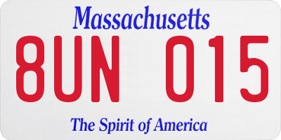 MA license plate 8UN015