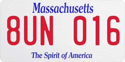 MA license plate 8UN016