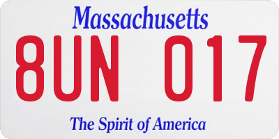 MA license plate 8UN017