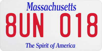 MA license plate 8UN018