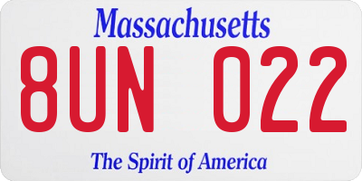MA license plate 8UN022