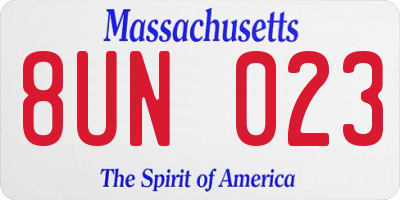 MA license plate 8UN023