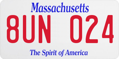 MA license plate 8UN024
