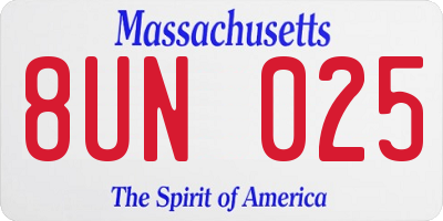 MA license plate 8UN025