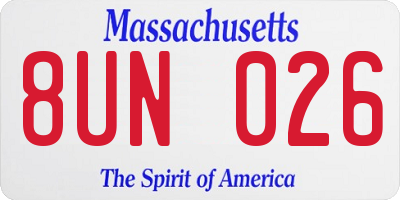 MA license plate 8UN026
