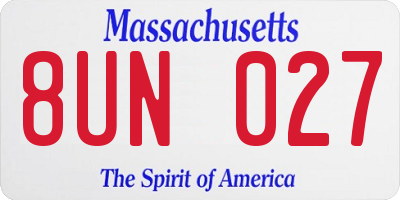 MA license plate 8UN027