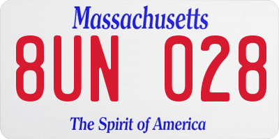 MA license plate 8UN028