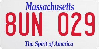MA license plate 8UN029