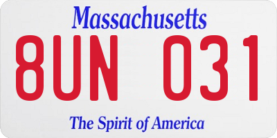MA license plate 8UN031