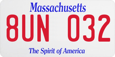 MA license plate 8UN032