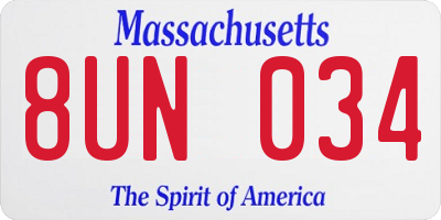 MA license plate 8UN034