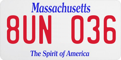 MA license plate 8UN036
