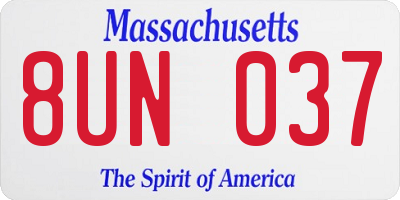MA license plate 8UN037