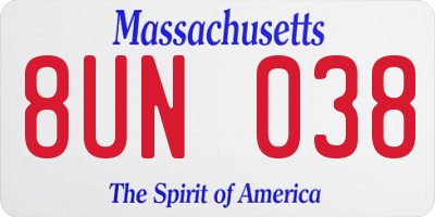 MA license plate 8UN038