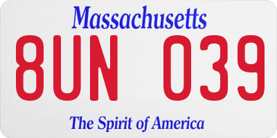 MA license plate 8UN039
