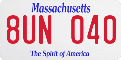 MA license plate 8UN040