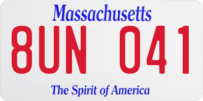 MA license plate 8UN041