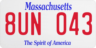 MA license plate 8UN043